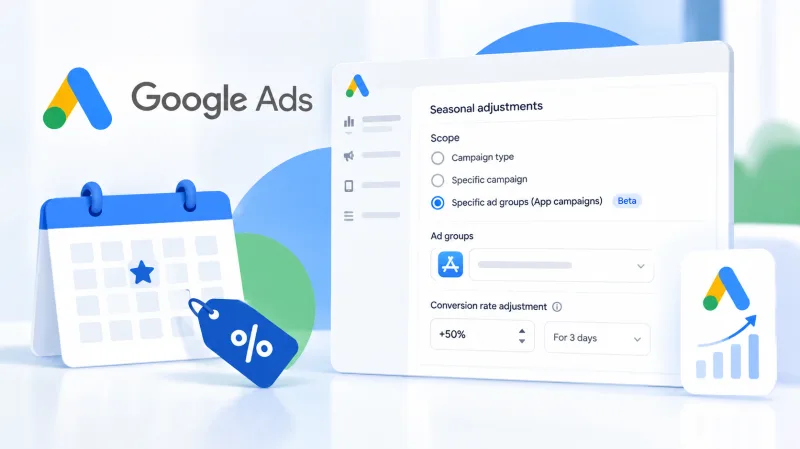 Google Ads тестирует сезонные корректировки на уровне групп объявлений в App-кампаниях